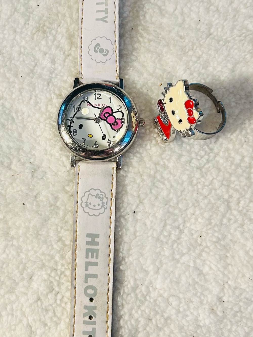 Hello Kitty White and Pink Kids Watch with Matching Ring